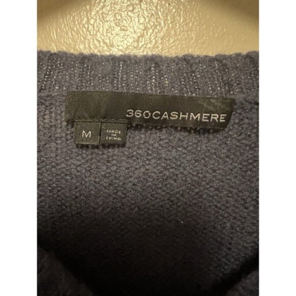 360 Cashmere V Neck Wool & Cashmere‎ Blend Sweater Dark Blue Navy Women's Size M - Picture 10 of 11